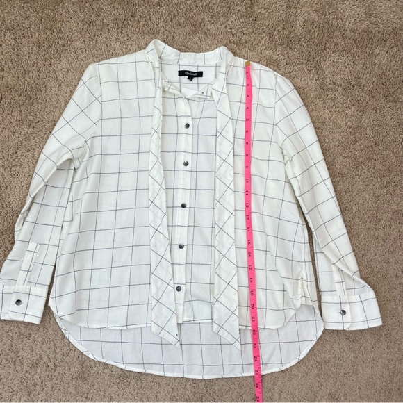 Madewell Flannel Tie-Neck Button Down Shirt in Windowpane K0191 Size Small New - Picture 14 of 16
